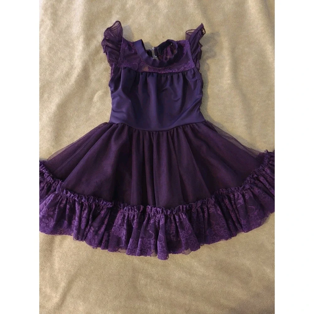 Weissman Purple Lace Tulle Dance Costume Dress Girls XSC Recital Pageant